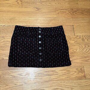 Free People We The Free Black Printed Button Up Mini Skirt